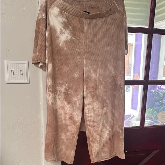 Dressed in Lala Lex Ribbed Playsuit in Iced Latte Tie Dye - Picture 5 of 7